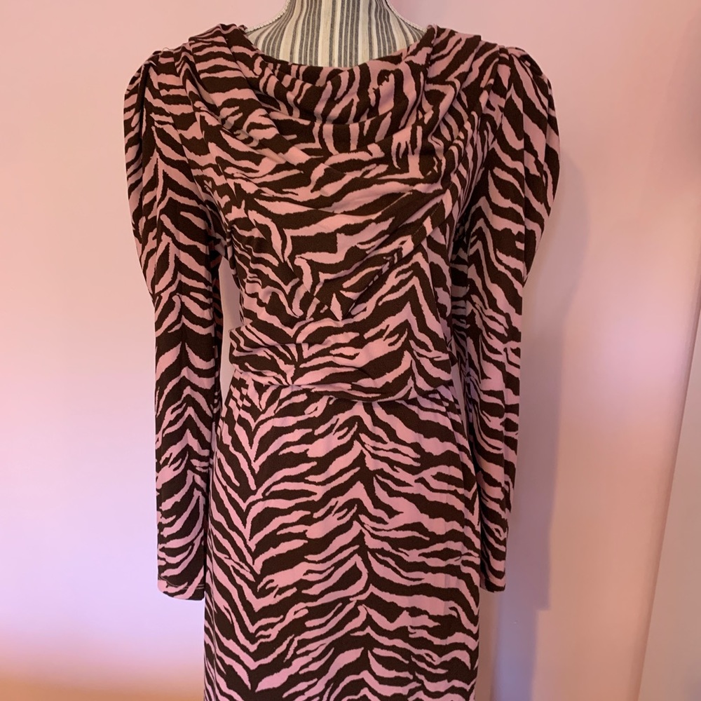 Eloquii zebra striped Women's Pink and Brown Dress